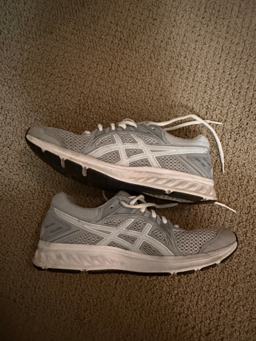 Asics Light Gray Mesh Running Shoes with White Accents